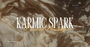 Karmic Spark branded header image displaying the title “Karmic Spark, Redefined” to clarify the brand as a clothing label inspired by creative energy, not spiritual guidance.